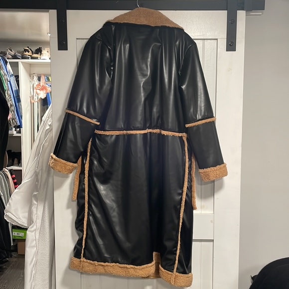 Teddy Paneled/Sherpa Lined Faux Leather Coat - Picture 3 of 7